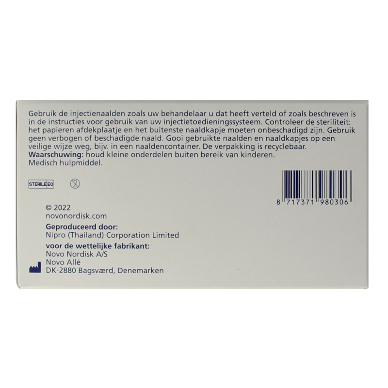 Novo Nordisk Novofine naalden 0.30 x 8 mm 30 gram 100 Stuks