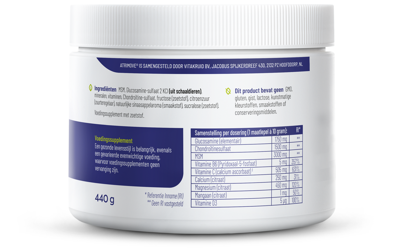 Vitakruid Atrimove Glucosamine Chondroitine MSM Complex 440 Gram