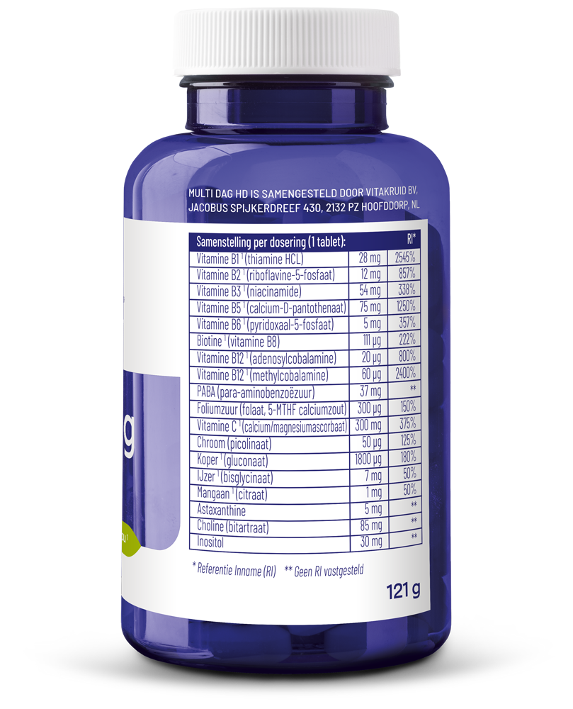 Vitakruid Multi Dag HD 100% Vegan 90 Tabletten