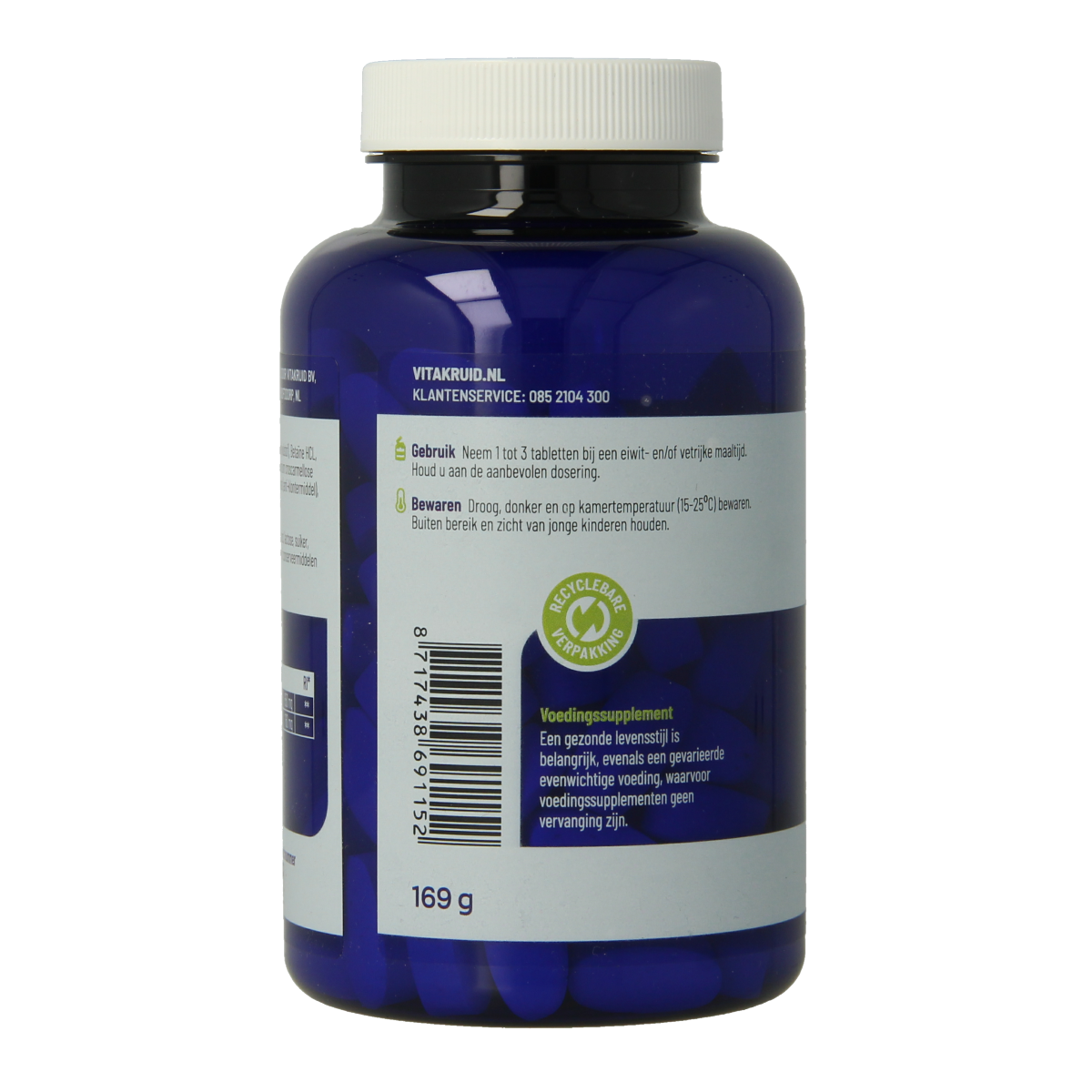 Vitakruid Betaine HCL 650mg & pepsine 160mg 120.00 Tabletten