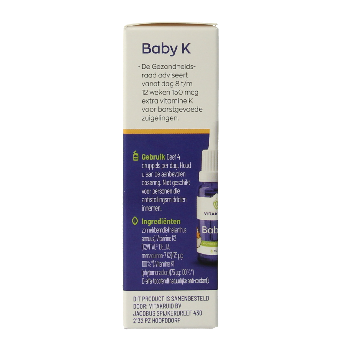 Vitakruid Vitamine K & D baby druppels 10ml 20.00 Milliliter