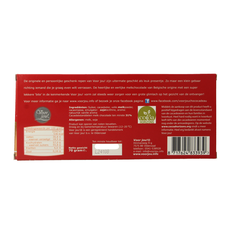 Voor Jou! Wensreep super bedankt 70.00 Gram