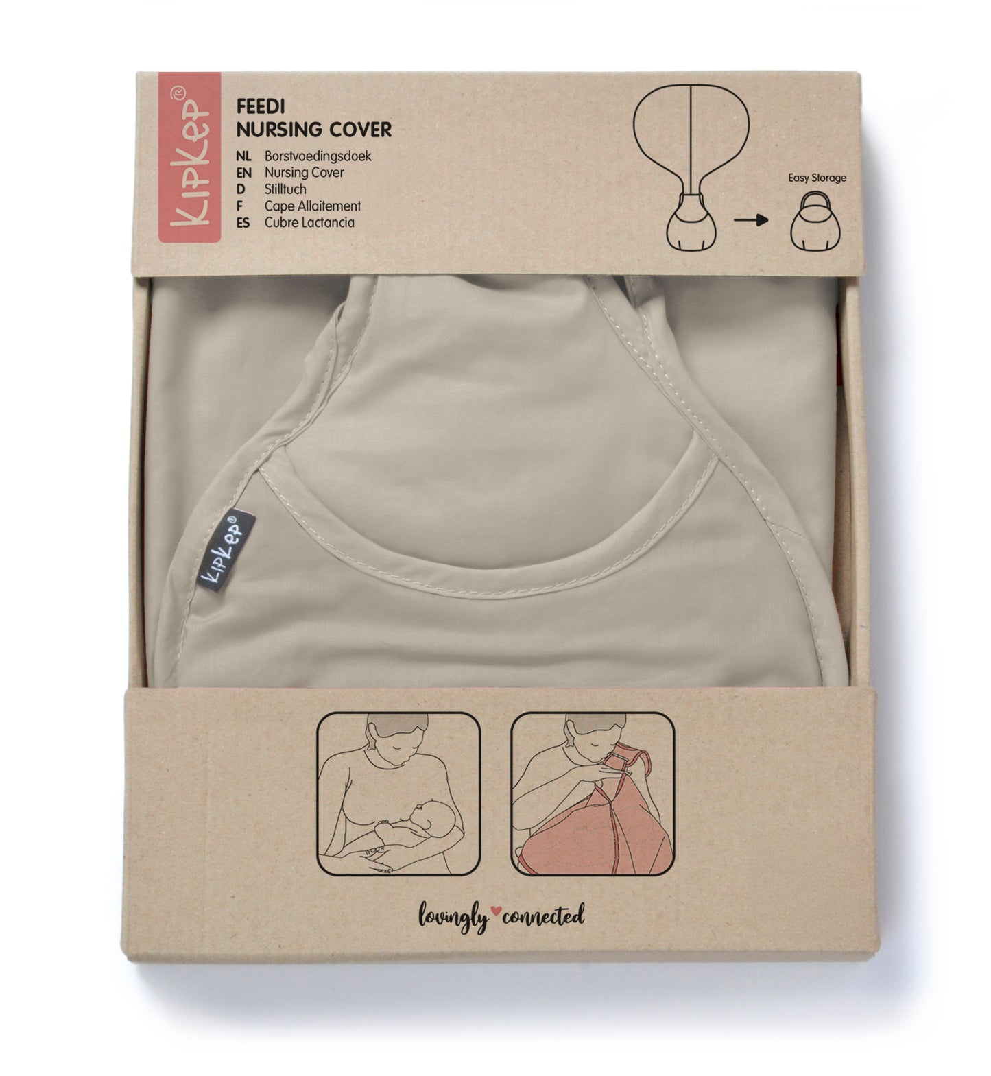 KipKep Feedi borstvoedingsdoek cookie beige katoen 1 Stuks