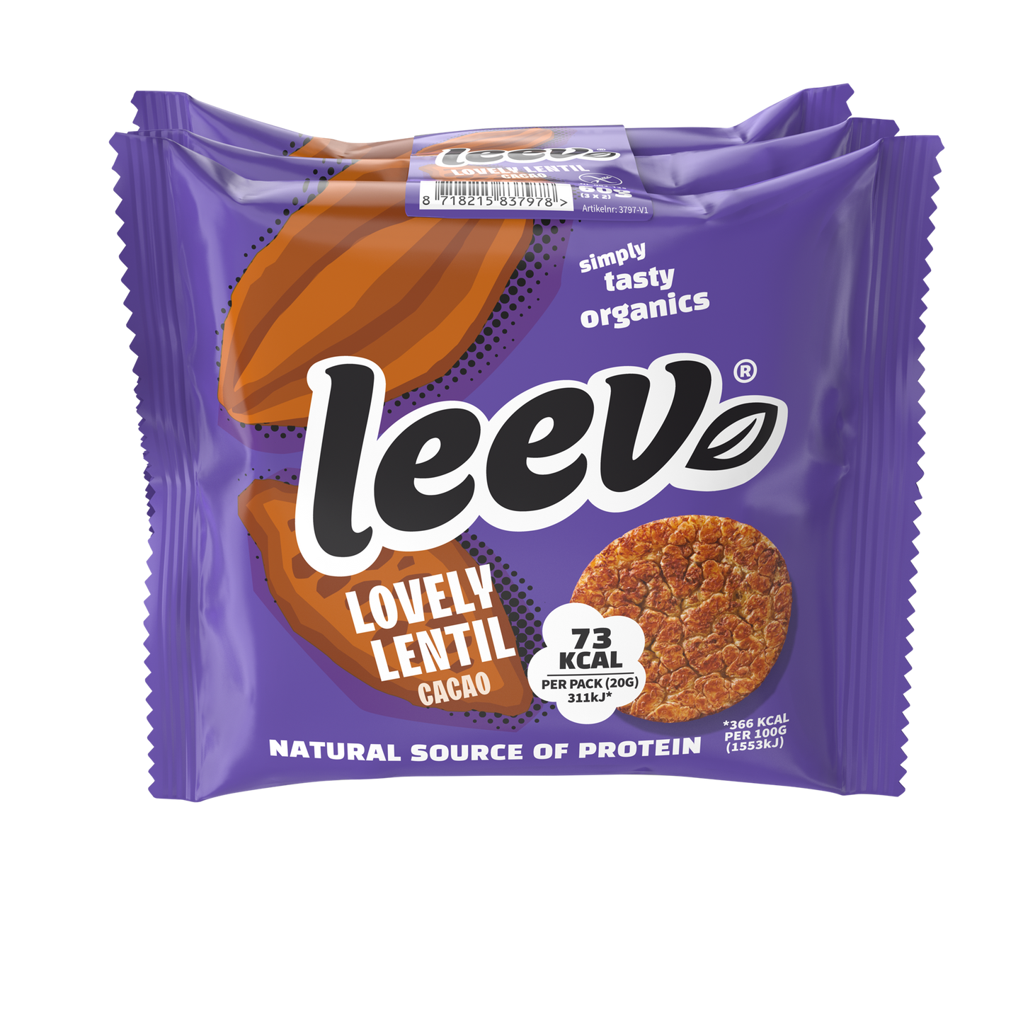 Leev Lovely lentil cakes cacao bio 60.00 Gram
