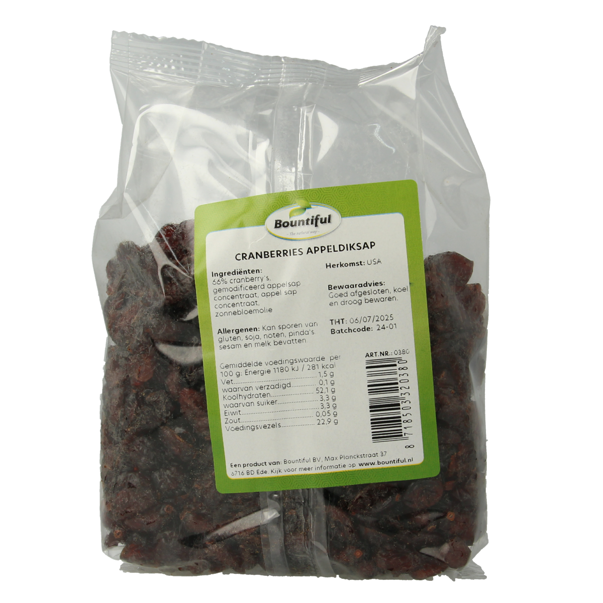 Bountiful Cranberries appeldiksap 400.00 Gram