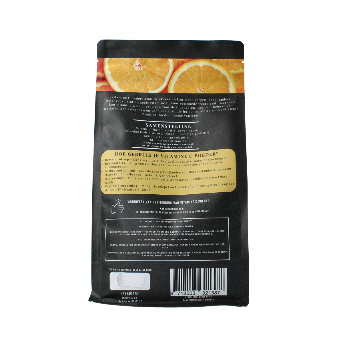 Bountiful Vitamine C poeder ascorbinezuur 1000.00 Gram
