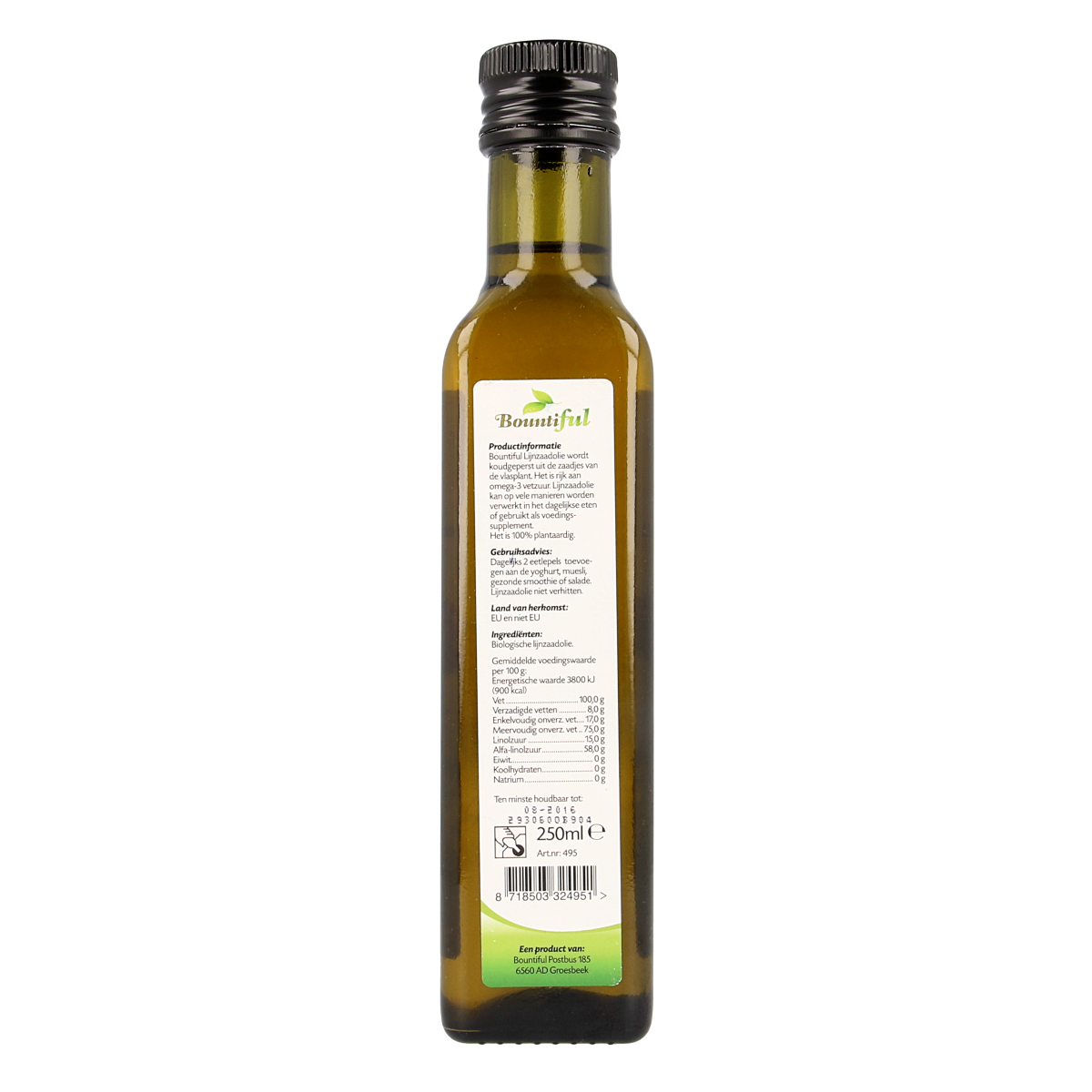 Bountiful Lijnzaadolie bio 250.00 Milliliter