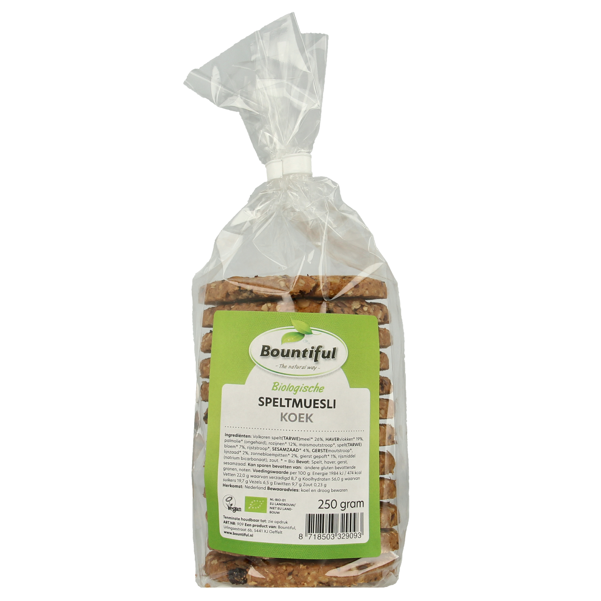 Bountiful Spelt mueslikoeken bio 250.00 Gram