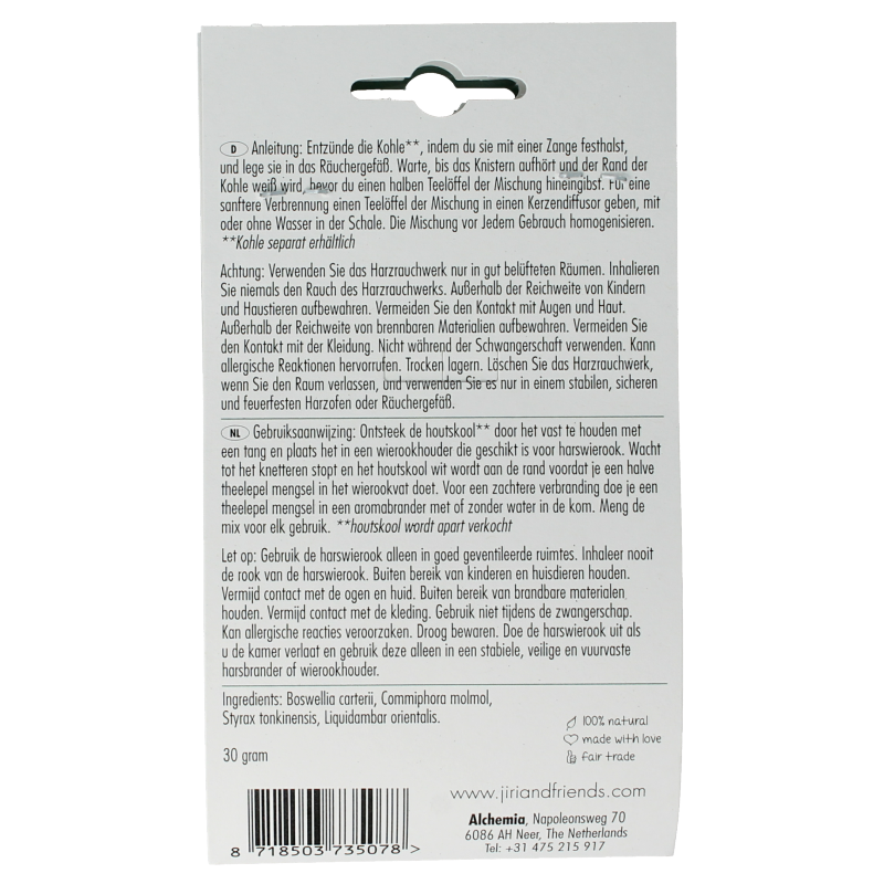 Jiri & Friends Harswierook royal incense 30 Gram