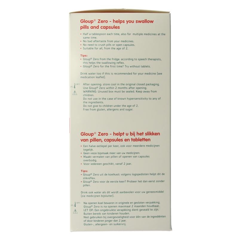 Gloup Zero medicatie inname gel framboos 500 Milliliter