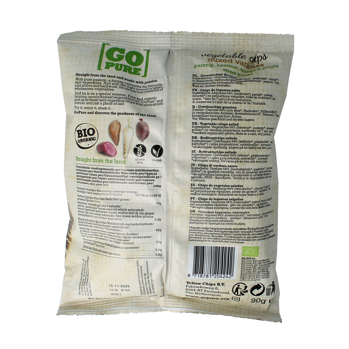 Go Pure Chips groente bio 90.00 Gram