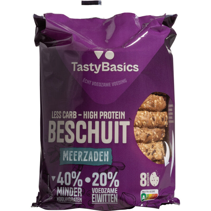 TastyBasics Less carb-high protein beschuit meergranen 184.00 Gram