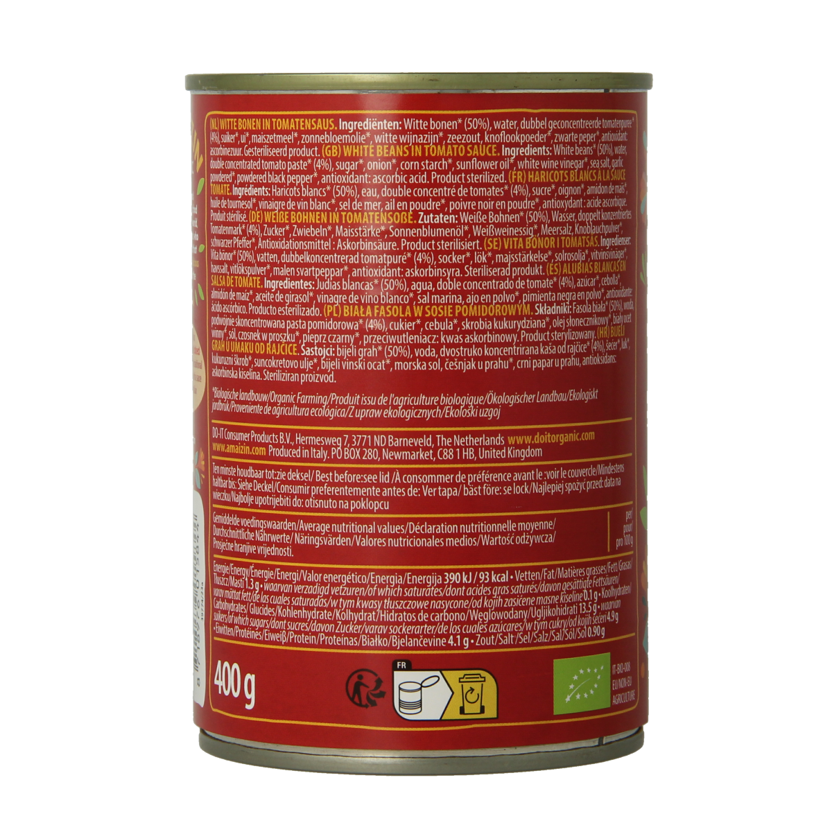 Amaizin Witte bonen in tomatensaus bio 400.00 Gram