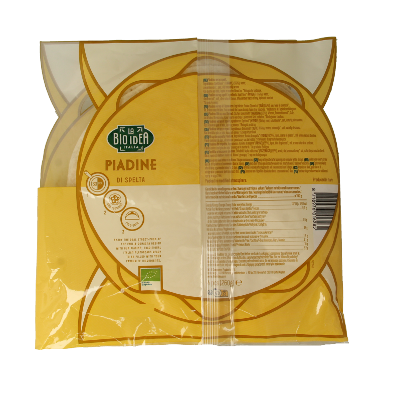 Bioidea Spelt piadine wrap bio 4 Stuks