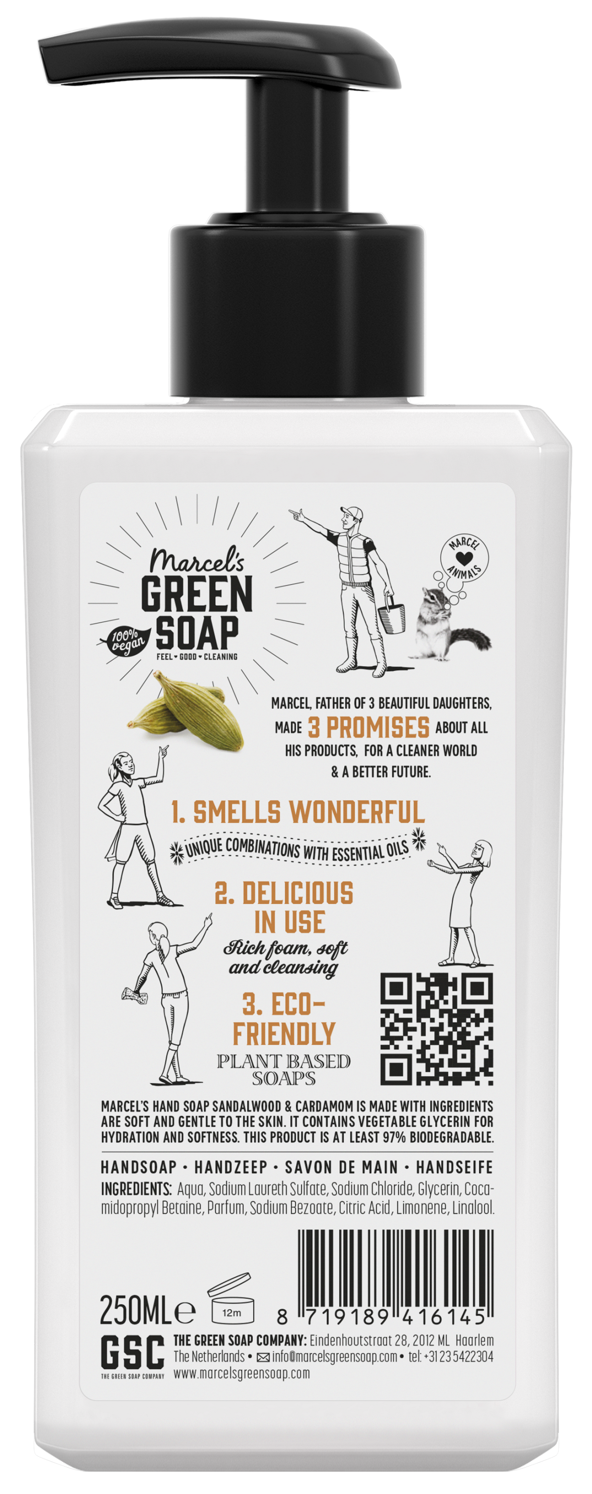 Marcel's Green Soap Handzeep sandelhout & kardemom 250.00 Milliliter