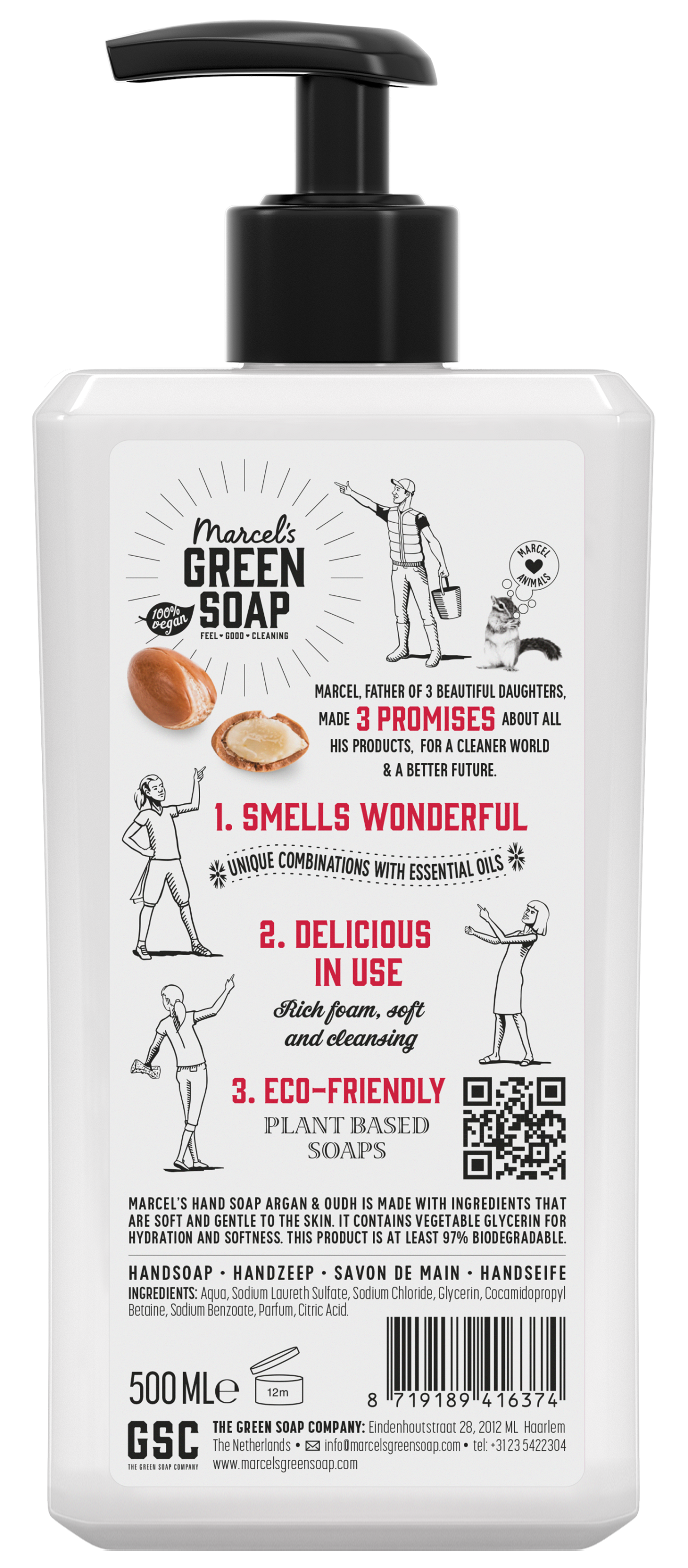 Marcel's Green Soap Handzeep argan & oudh 500.00 Milliliter