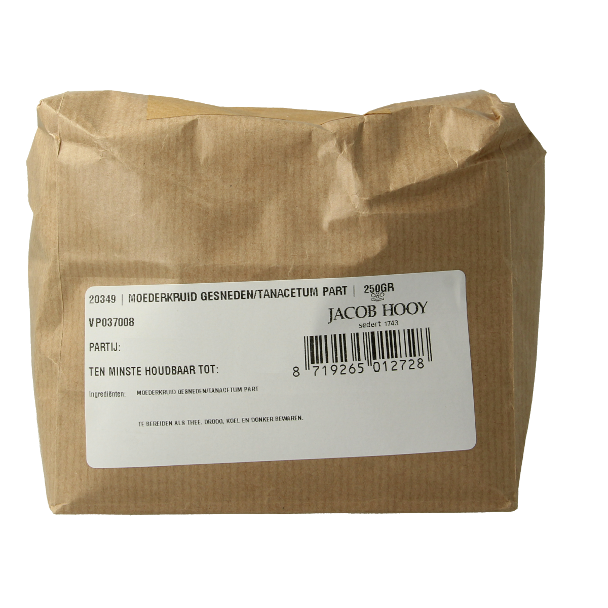 Jacob Hooy Moederkruid tanacetum gesneden 250.00 Gram