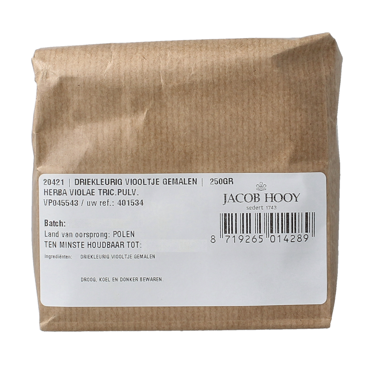 Jacob Hooy Driekleurig viooltje gemalen 250.00 Gram