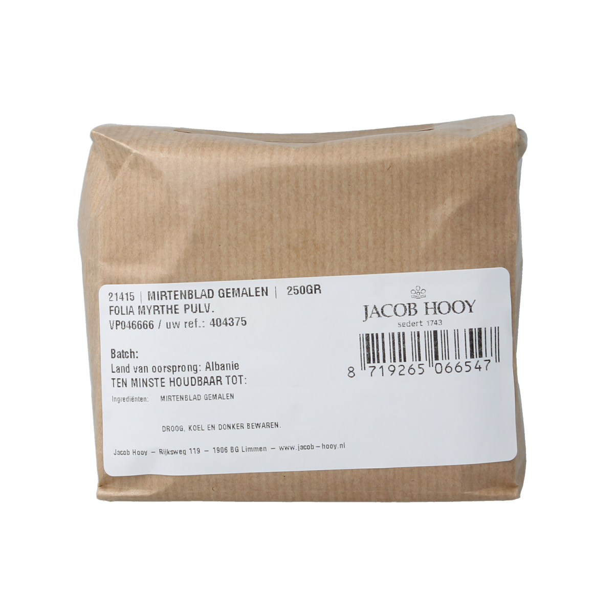 Jacob Hooy Mirtenblad gemalen 250.00 Gram