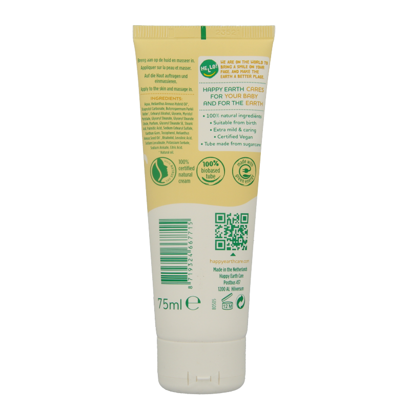Happy Earth Voedende creme voor baby & kids 75 Milliliter