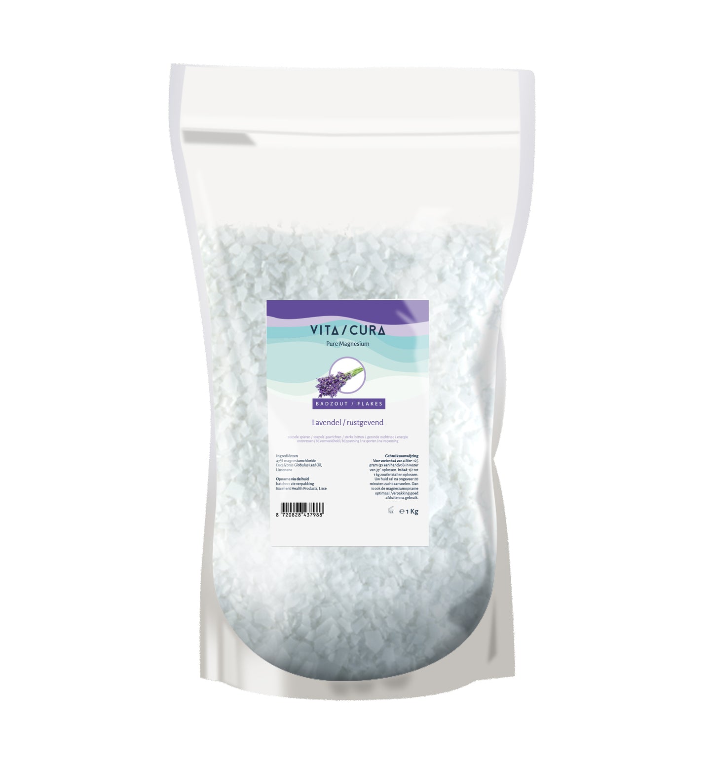 Vitacura Magnesium zout flakes lavendel 1.00 Kilogram