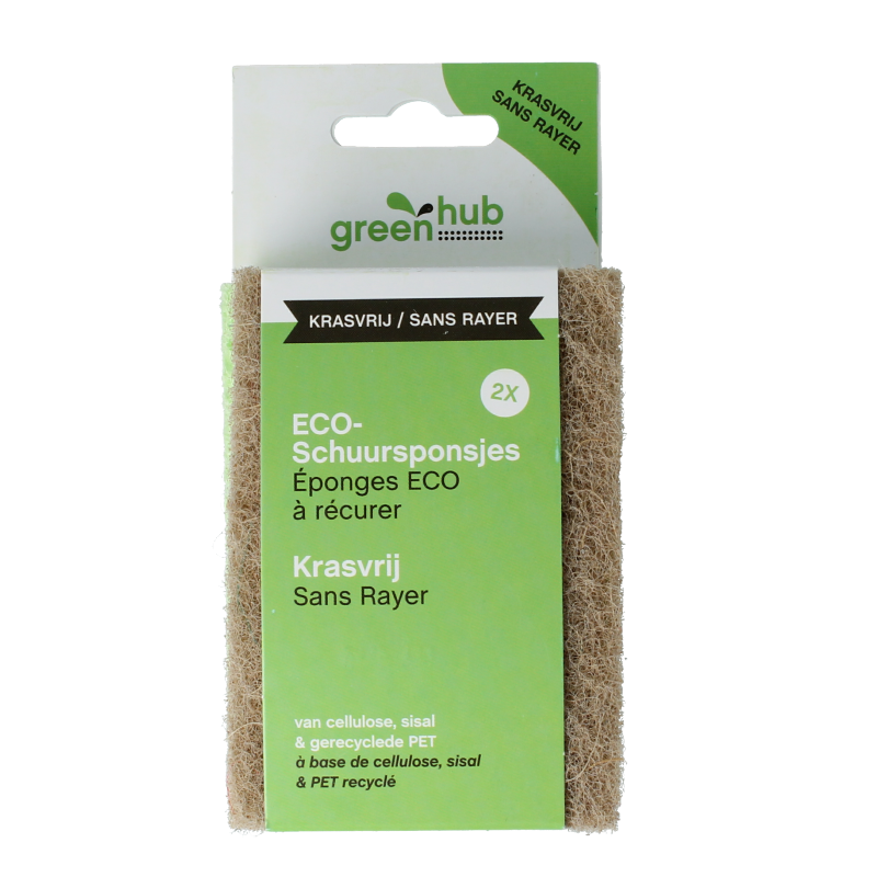 Greenhub Schuursponsjes eco krasvrij 2 Stuks