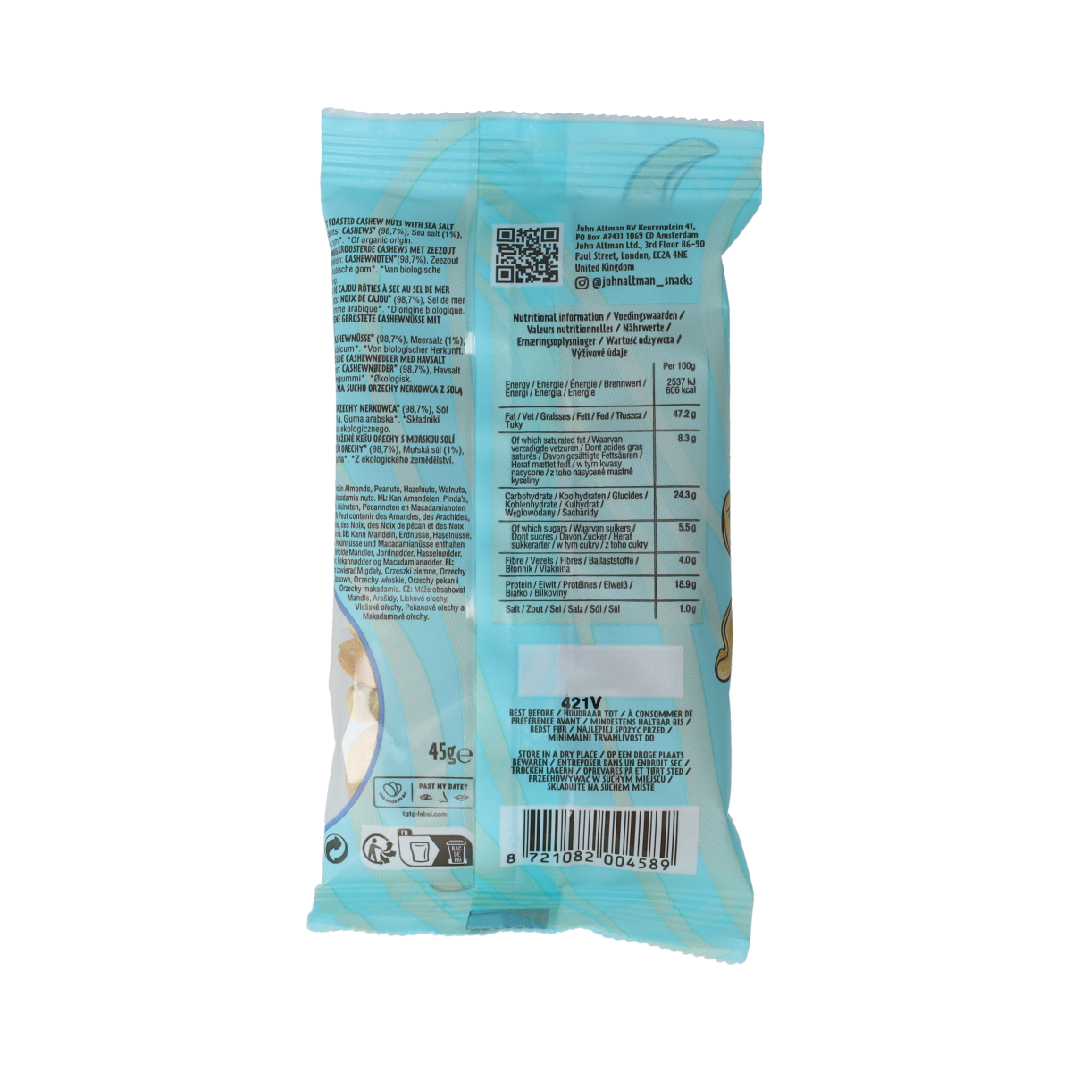 John Altman Cashew Nuts Organic Sea Salt 45.00 Gram