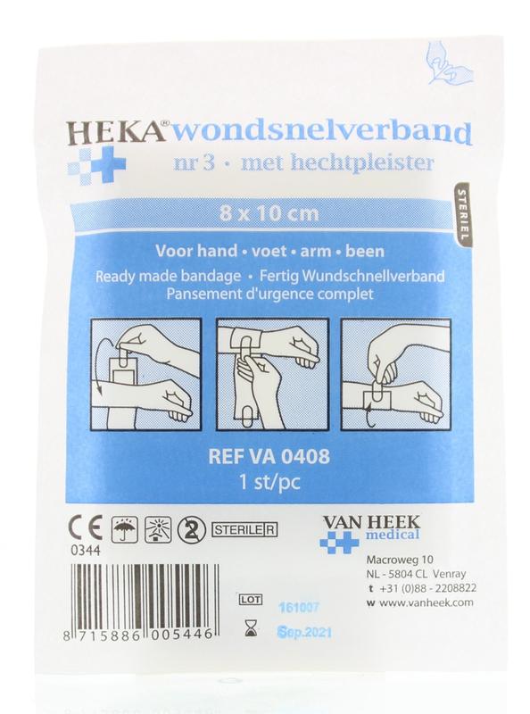Heka Snelverband nr. 3 8 x 10cm steriel 1.00 Stuks