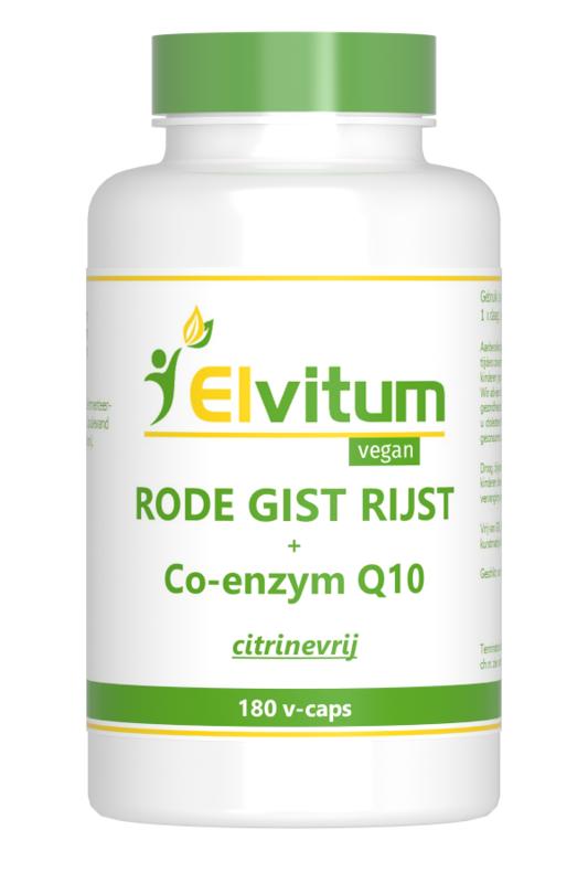Elvitum Rode gist rijst met Q10 180.00 Vegetarische capsules