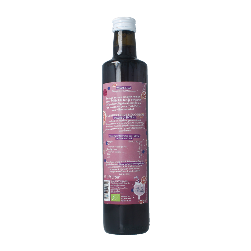 Sonnentor Wilde lilli mocktail siroop alcoholvrij bio 500.00 Milliliter