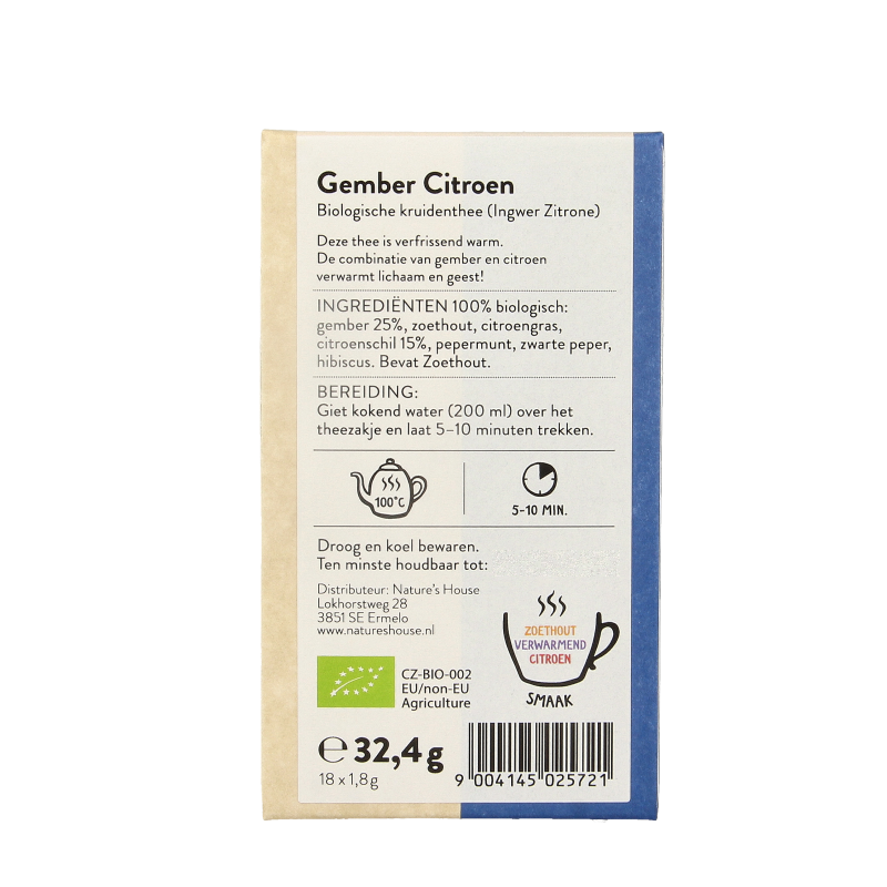 Sonnentor Gember citroen thee bio 18 Zakjes