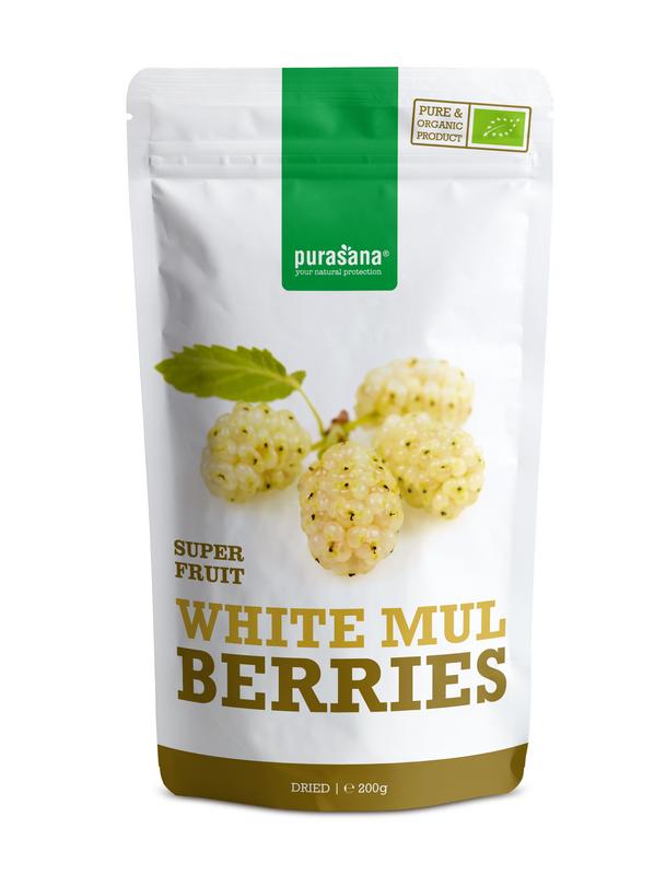 Purasana Witte moerbeien vegan bio 200 Gram