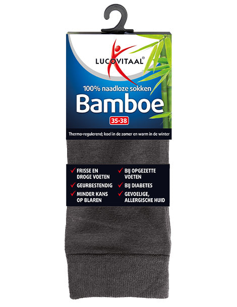 Lucovitaal Bamboe sok lang antraciet maat 39-42 1.00 Paar