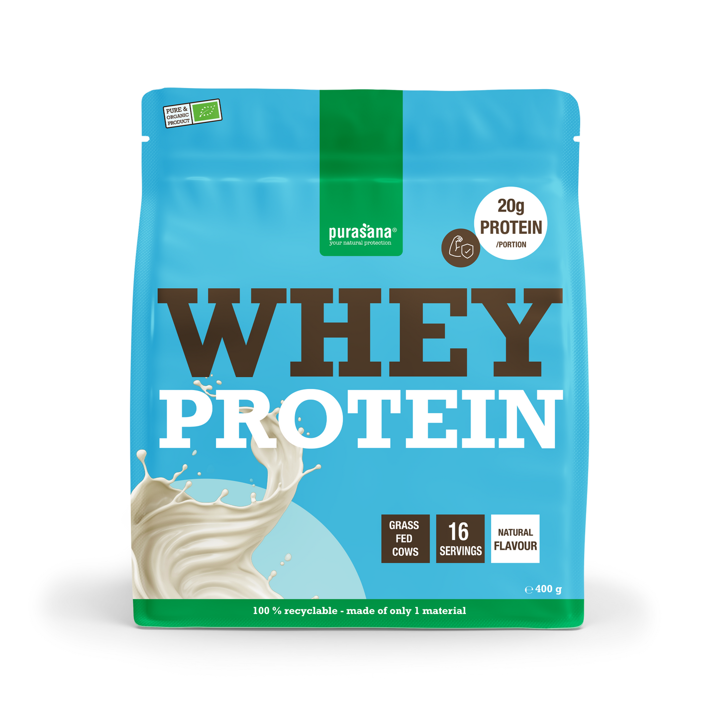 Purasana Whey proteine naturel bio 400.00 Gram
