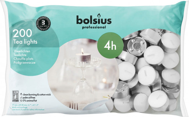 Bolsius Theelicht 17/38 wit 200.00 Stuks