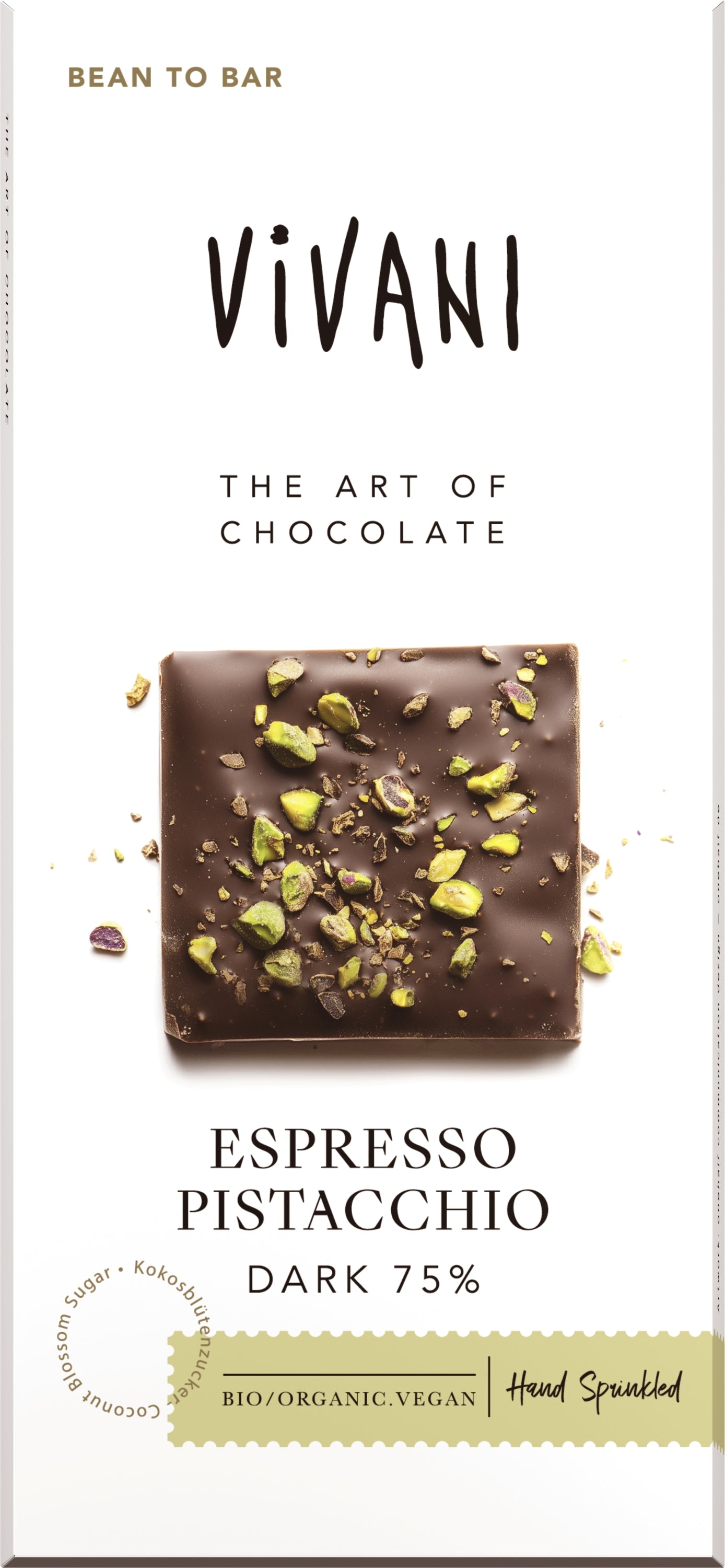 Vivani Espresso pistacchio dark 75% bio 80.00 Gram