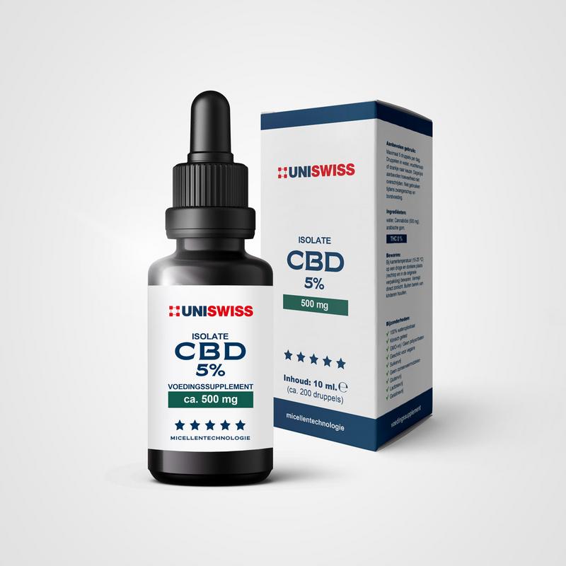 Uniswiss CBD isolate 5% (wateroplosbaar) 10.00 Milliliter
