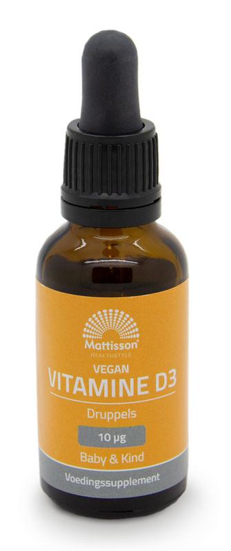 Mattisson Vitamine D3 baby & kind 10mcg vegan druppels 25 Milliliter
