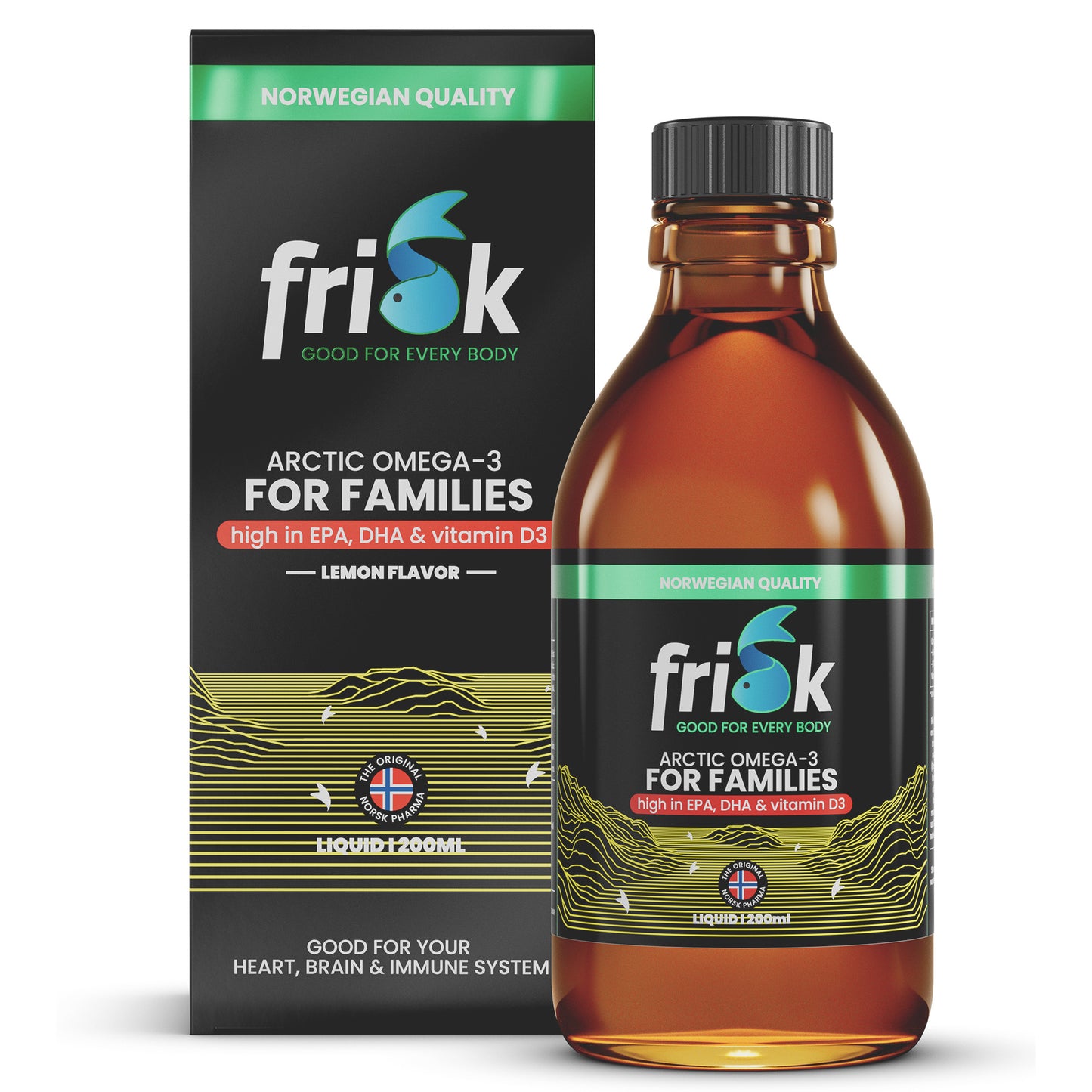 Frisk Omega 3 gezin citroen – visolie met DHA & D3 200.00 Milliliter