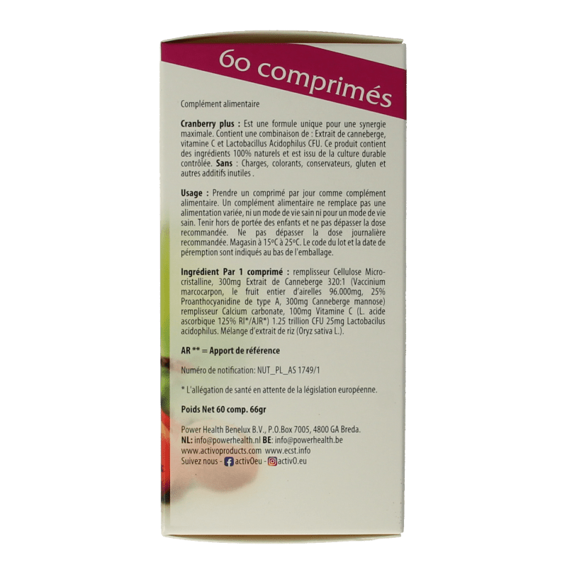 Activo Cranberry plus 60 Tabletten - DrogistWereld