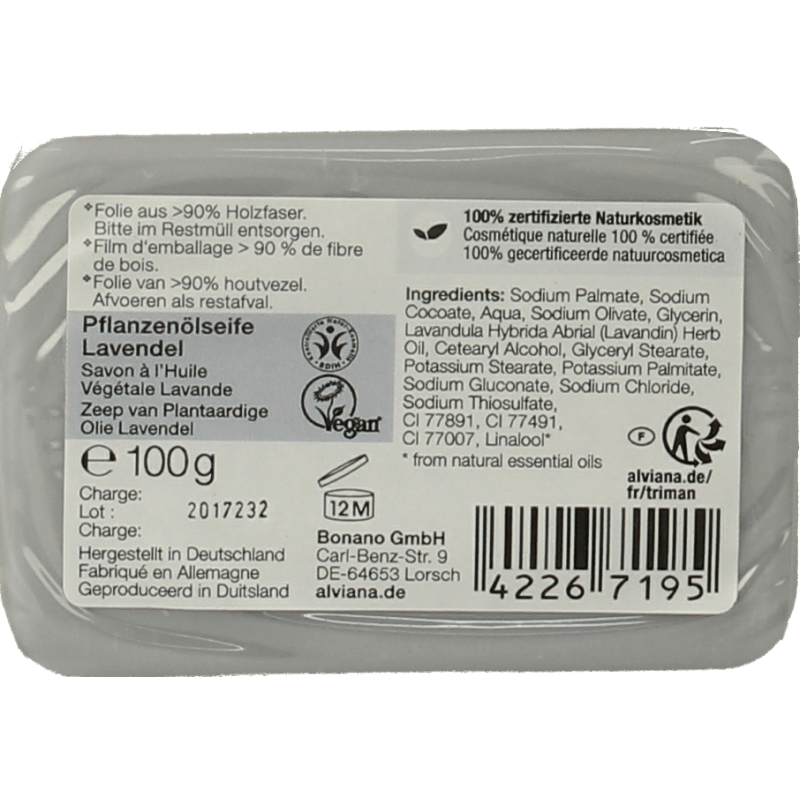 Alviana Lavendelzeep 100 Gram - DrogistWereld
