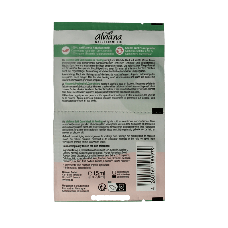 Alviana Soft care mask & peeling met biologisch witte thee 2 Stuks - DrogistWereld