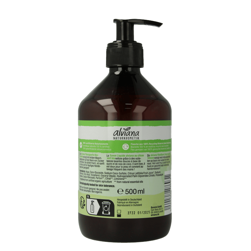 Alviana Vloeibare zeep limette 500 Milliliter - DrogistWereld