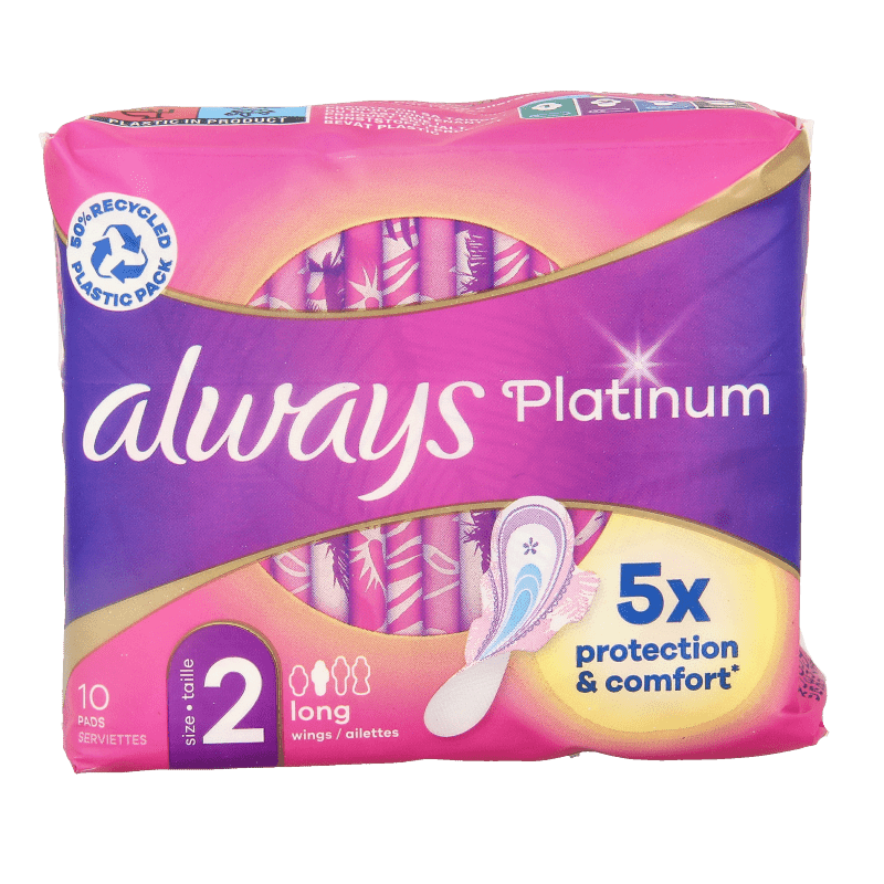 Always Maandverband platinum long vleugels mt 2 10 Stuks - DrogistWereld