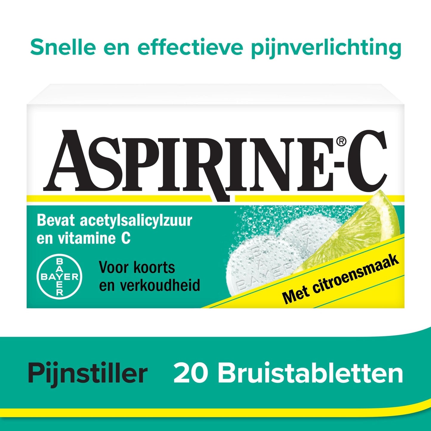 Aspirine Bruistablet 400mg acetylsalicylzuur en 240mg vit C 10 Bruistabletten - DrogistWereld