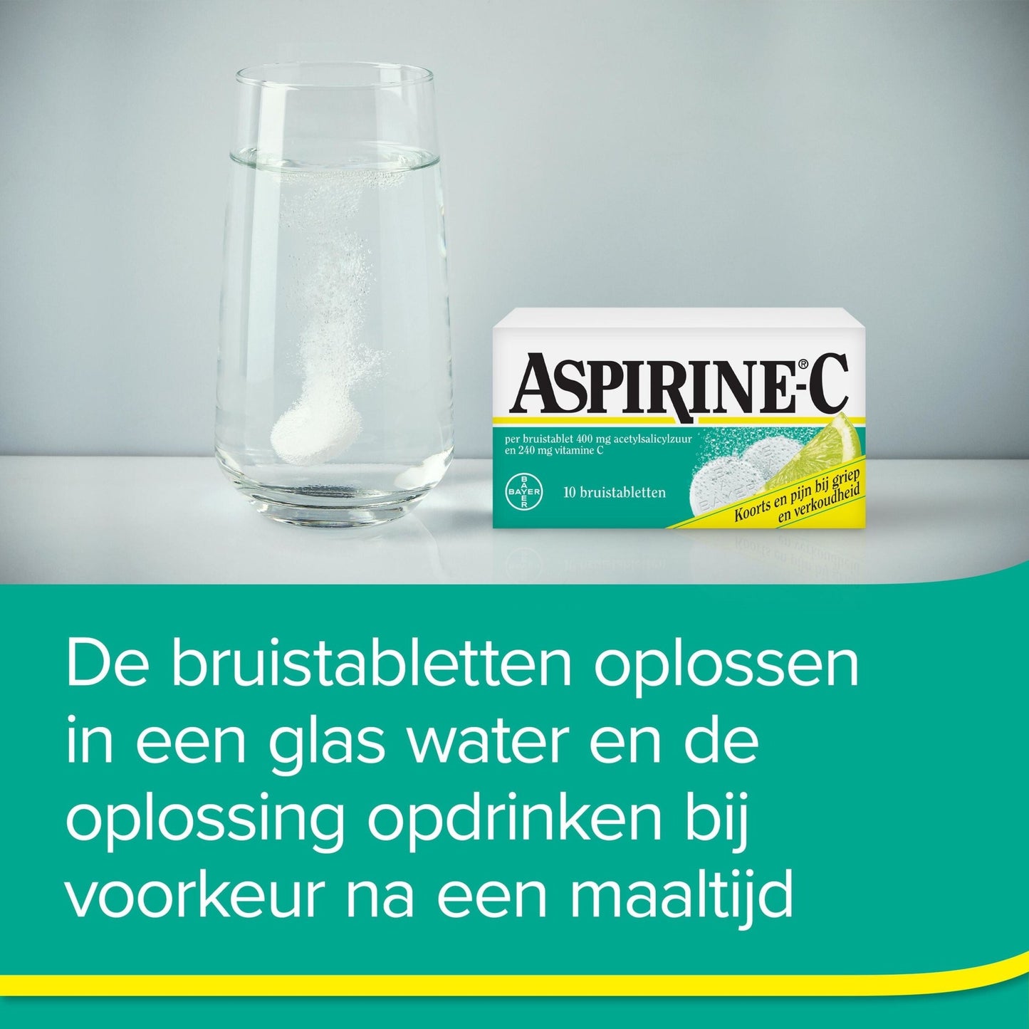 Aspirine Bruistablet 400mg acetylsalicylzuur en 240mg vit C 10 Bruistabletten - DrogistWereld