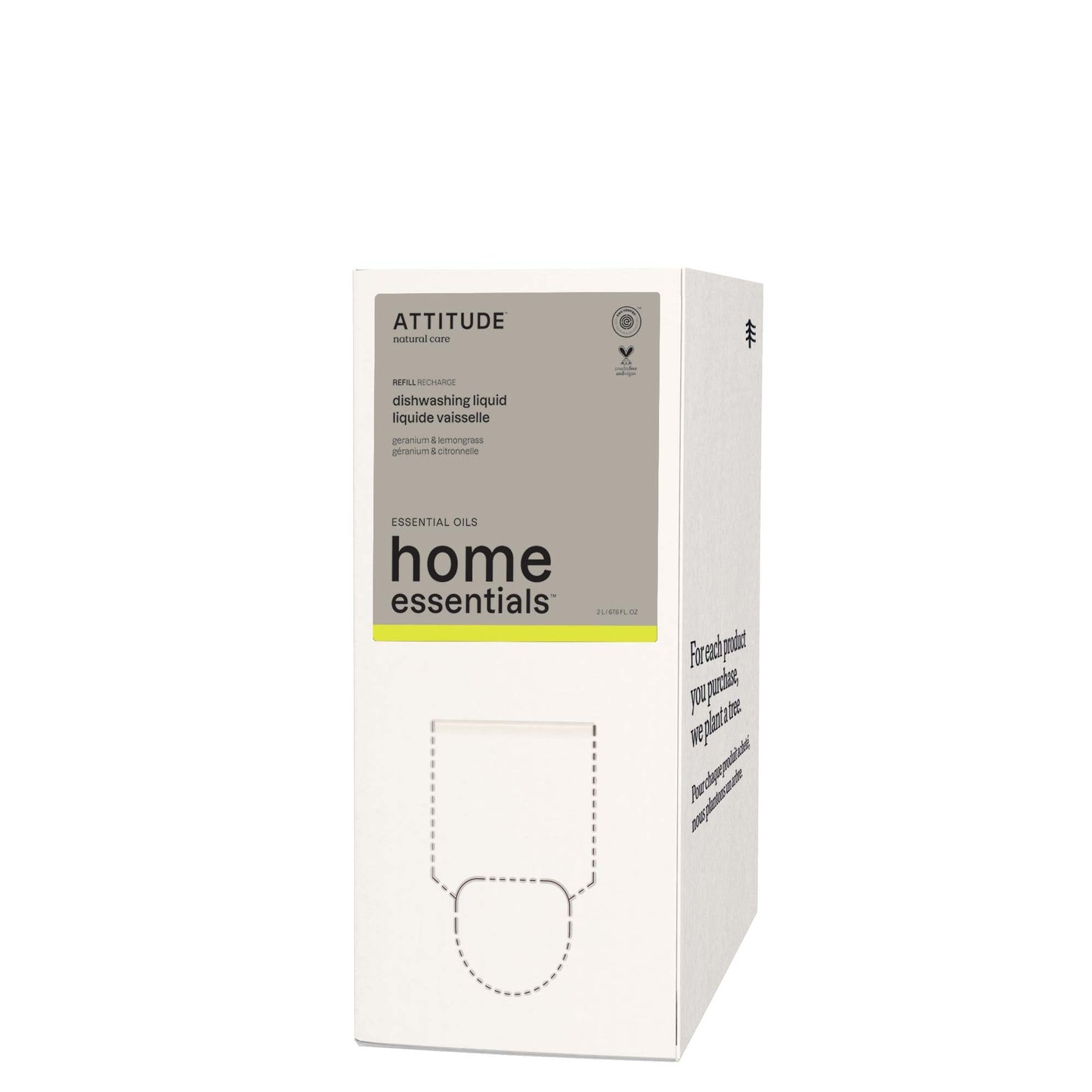 Attitude Afwasmiddel geranium & citroengras refill 2 Liter - DrogistWereld