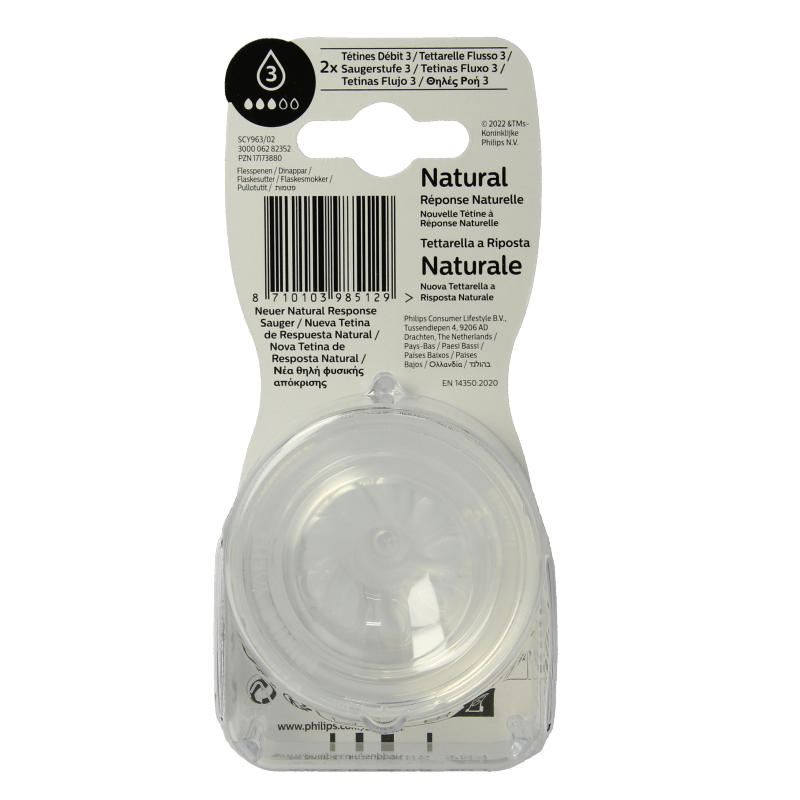 Avent Natural flesspeen 1M+ 2 Stuks - DrogistWereld