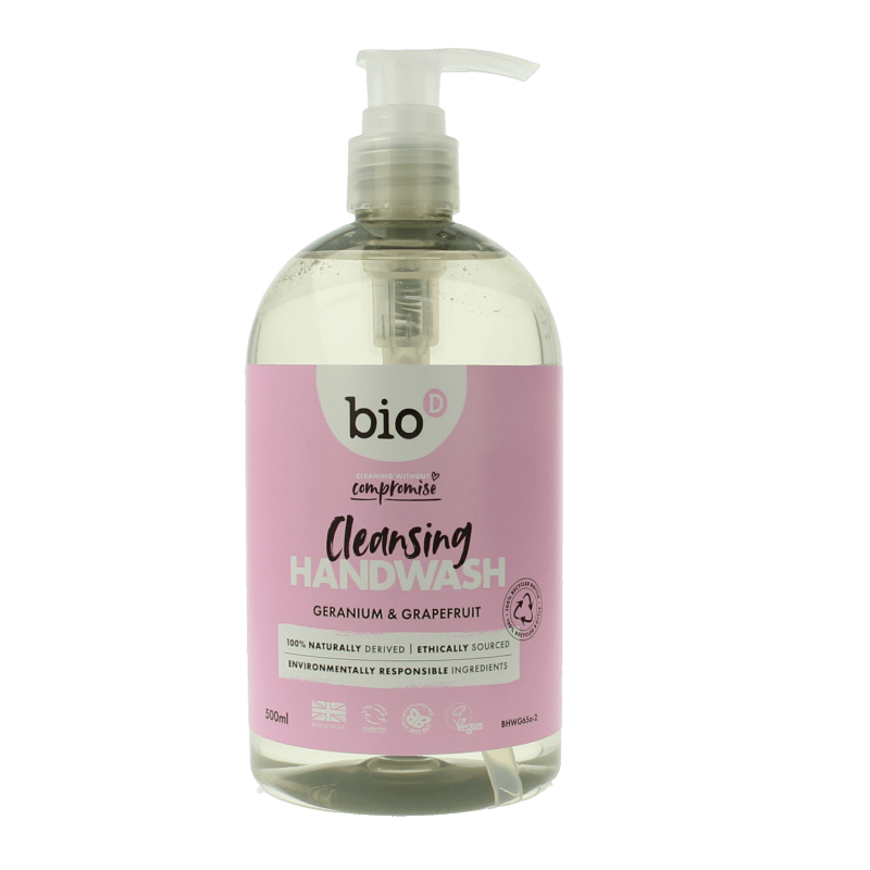 Bio - D Handzeep vloeibaar geranium & grapefruit 500 Milliliter - DrogistWereld