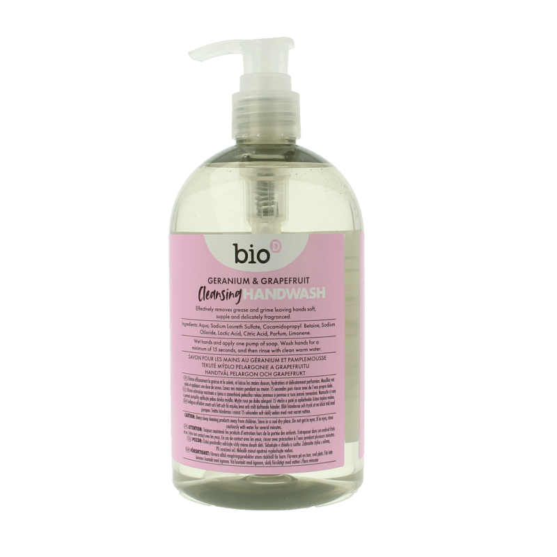 Bio - D Handzeep vloeibaar geranium & grapefruit 500 Milliliter - DrogistWereld